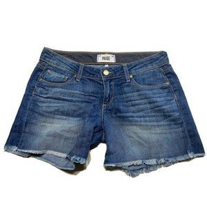 Paige Jimmy Jimmy Denim Shorts Blue Stretch Raw Hem Pockets Women's 26 EUC